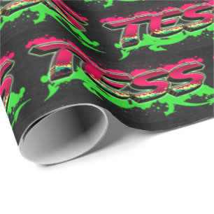 Tess Vorname Name Graffiti red green Geschenkpapier