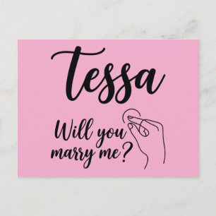 Tessa Name Design mit roter Rose & Shaka Hand Postkarte