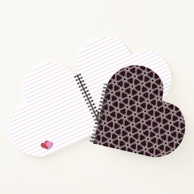 Tessellated Quilt Heart Shaped Notebook Notizbuch (Innenseite)