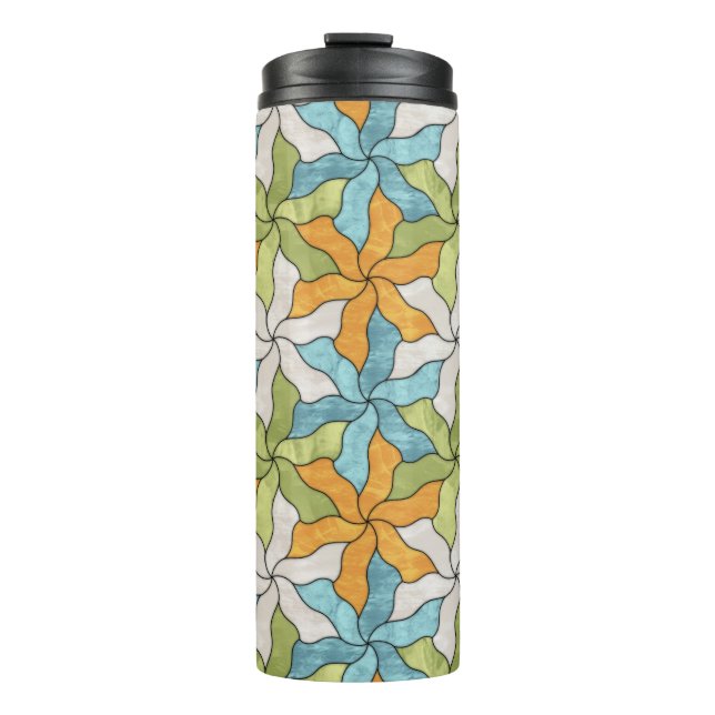 Tessellierte Blume aus Hartglas Thermosbecher (Vorderseite)