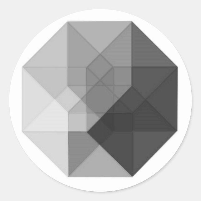 Tesseract (Graustufen) Runder Aufkleber (Vorderseite)