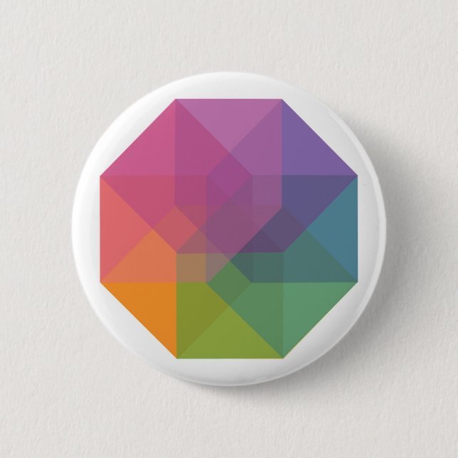 Tesseract (Pastellregenbogen) Button (Vorderseite)