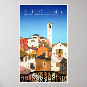 Tessin, Schweiz Vintage Reiseplaner Poster