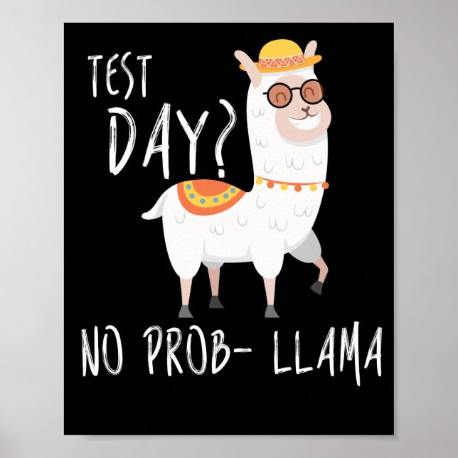 Test Day No Prob Llama Lehrer Unterricht Prüfung Poster (Vorne)