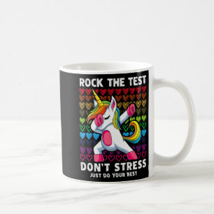 Test Day Rock the Test Dabbing Unicorn Boys Girls Kaffeetasse