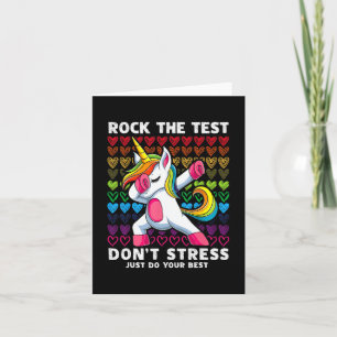 Test Day Rock the Test Dabbing Unicorn Boys Girls Karte