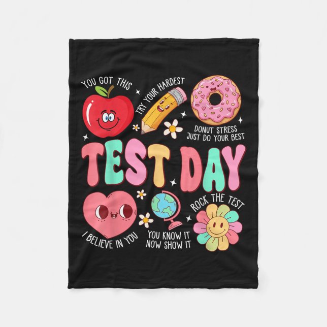 Test Day Rock The Test Testing Day Motivational Te Fleecedecke (Vorderseite)