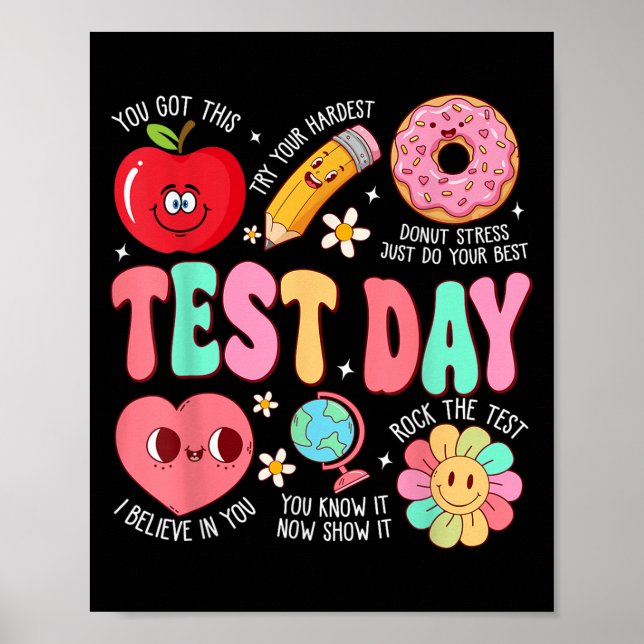 Test Day Rock The Test Testing Day Motivational Te Poster (Vorne)