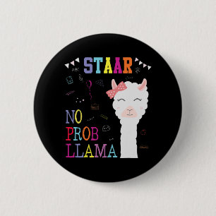 Test Day Squad No Prob-llama Llama Lehrer Student Button