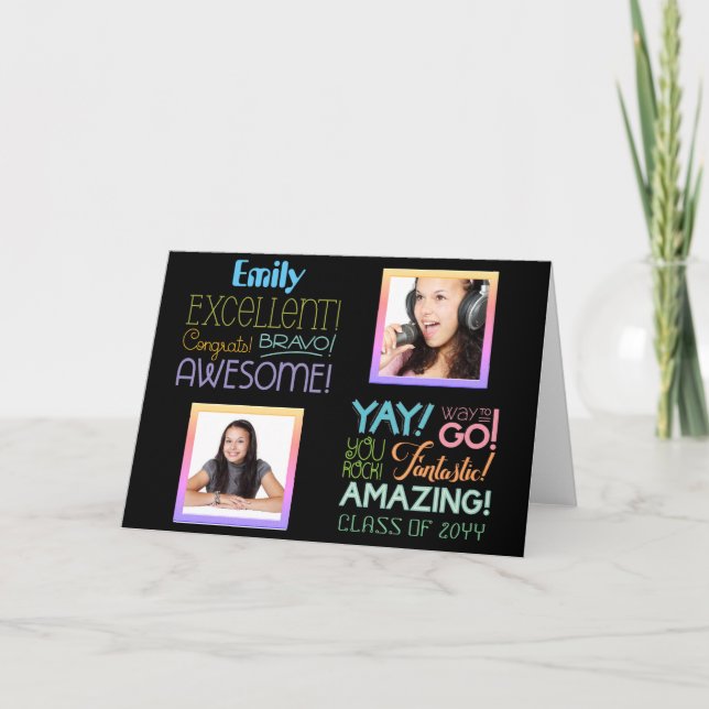 Test Erfolg FOTO COLLAGE Glückwunsch Karte (Vorderseite)