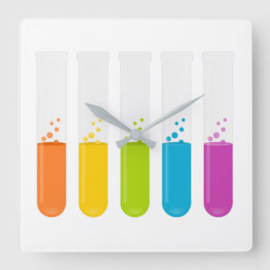 Test tubes quadratische wanduhr