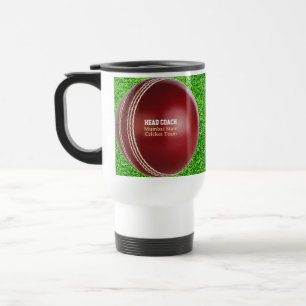 Testen des roten Cricket-Balls mit benutzerdefinie Reisebecher