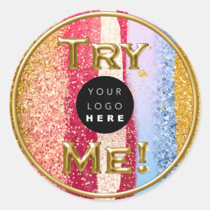 Testen Sie den Gold Tester-Beispielcontainer-Glitz Runder Aufkleber