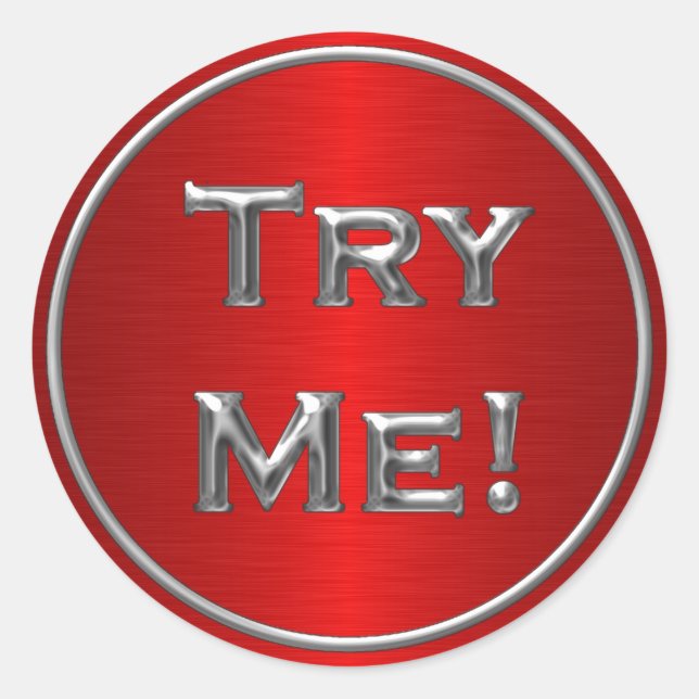 Testen Sie Me Black Silver Red for Tester Sample m Runder Aufkleber (Vorderseite)