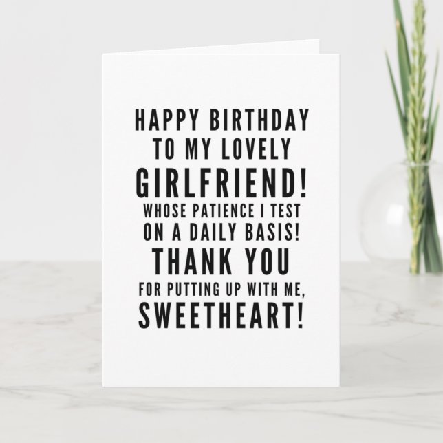 Testen von Freundinnenhaftigkeit zum Geburtstag Karte (Vorderseite)