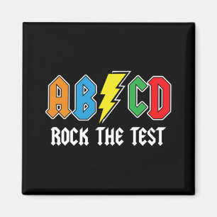 Testen von Retro Abcd Rock The Test Day Funny Scho Magnet