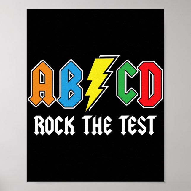 Testen von Retro Abcd Rock The Test Day Funny Scho Poster (Vorne)