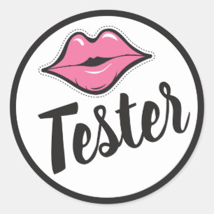 TESTER Pink Kiss Lippenstift & Schönheitsprodukte- Runder Aufkleber