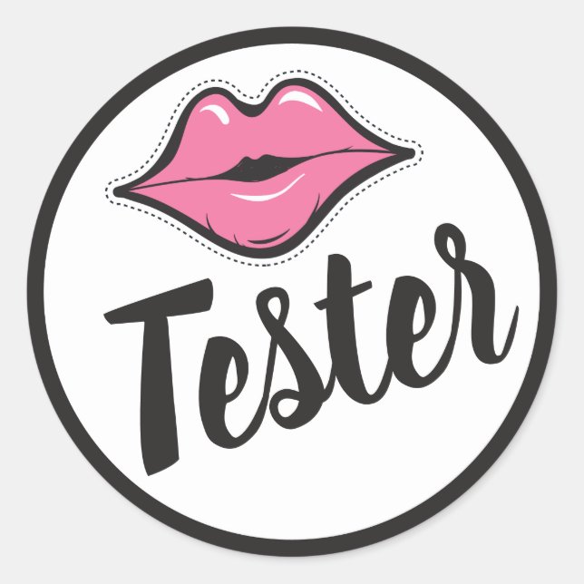 TESTER Pink Kiss Lipstick & Beauty Distributor Runder Aufkleber (Vorderseite)