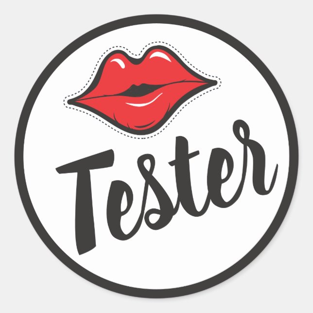 TESTER Red Kiss Lipstick & Beauty Distributor Runder Aufkleber (Vorderseite)