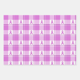Testicular Cancer Awareness Plaid Purple Ribbon Geschenkpapier Set
