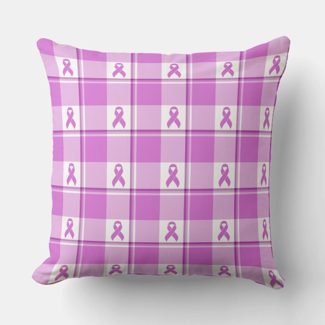 Testicular Cancer Awareness Plaid Purple Ribbon Kissen (Vorderseite)