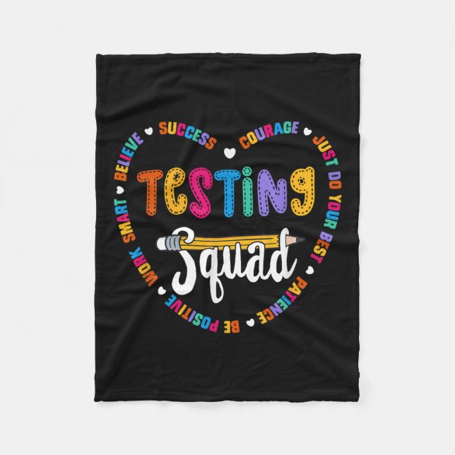 Testing Squad Motivational Test Day Words Heart Te Fleecedecke (Vorderseite)