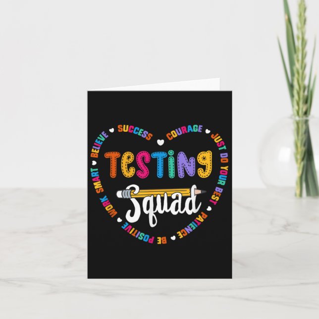 Testing Squad Motivational Test Day Words Heart Te Karte (Vorderseite)