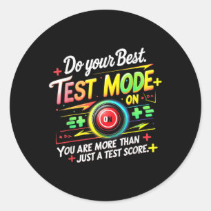 Testmodus beim Testen des Motivierend Lehrers K Runder Aufkleber