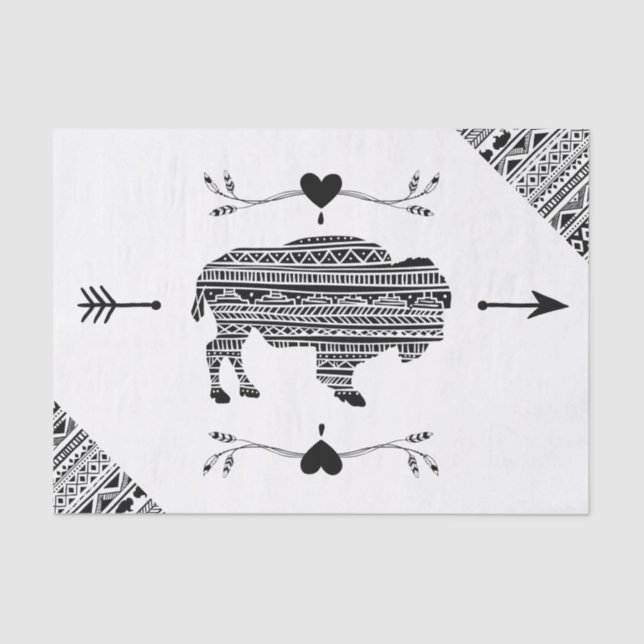 Testpapier Wrapping Boho Buffalo Tribal Muster Seidenpapier (Vorderseite)