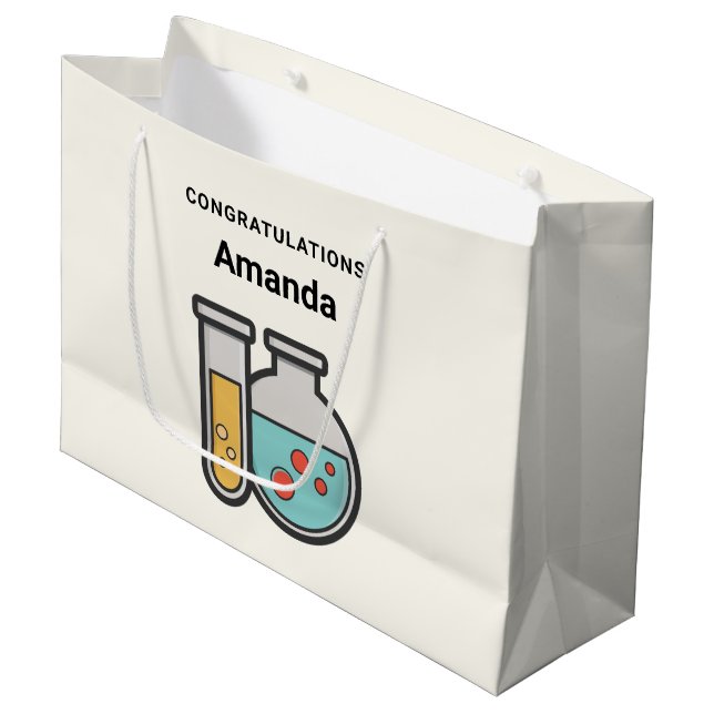 Teströhre und Beaker - Herzlichen Glückwunsch Große Geschenktüte (Vorderseite Schrägansicht)