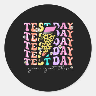 Testtag, an dem Sie dieses Teacher Testing Day Boy Runder Aufkleber