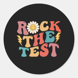 Testtag für den Retro Groovy Teacher Testtag Runder Aufkleber