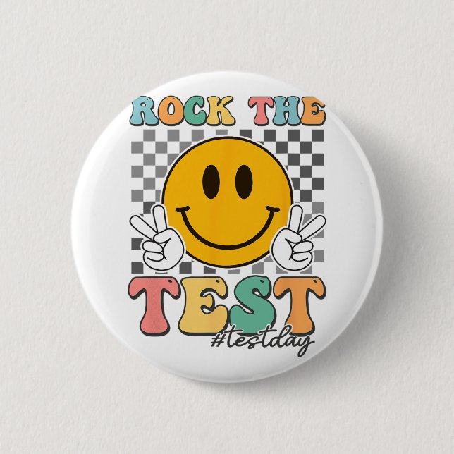 Testtag Groovy Smile überprüft Rock The Test Button (Vorderseite)