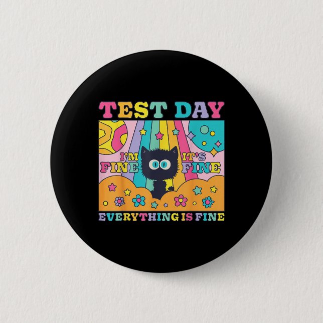 Testtag ist fein lustige schwarze Katze testender  Button (Vorderseite)