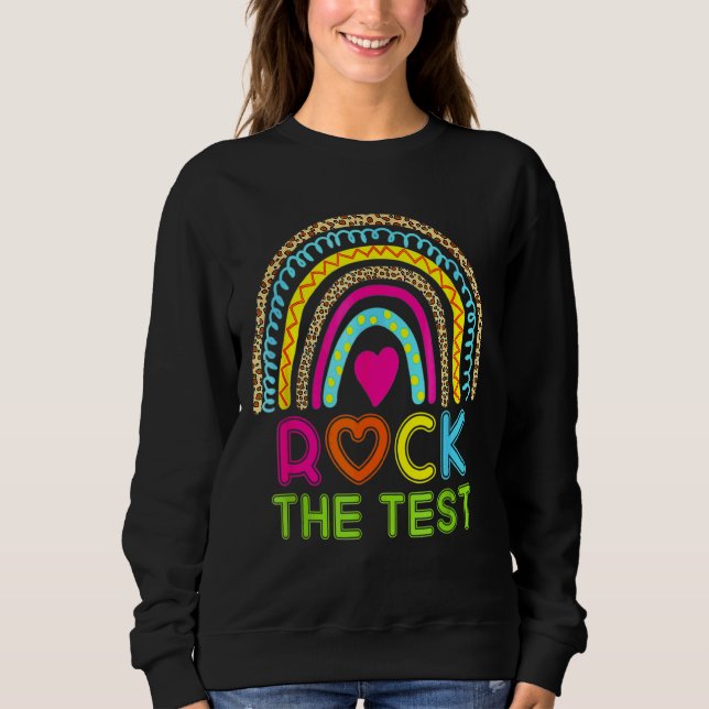 Testtag rocken den Testlehrer-Testtag-Regenbogen Sweatshirt (Vorderseite)