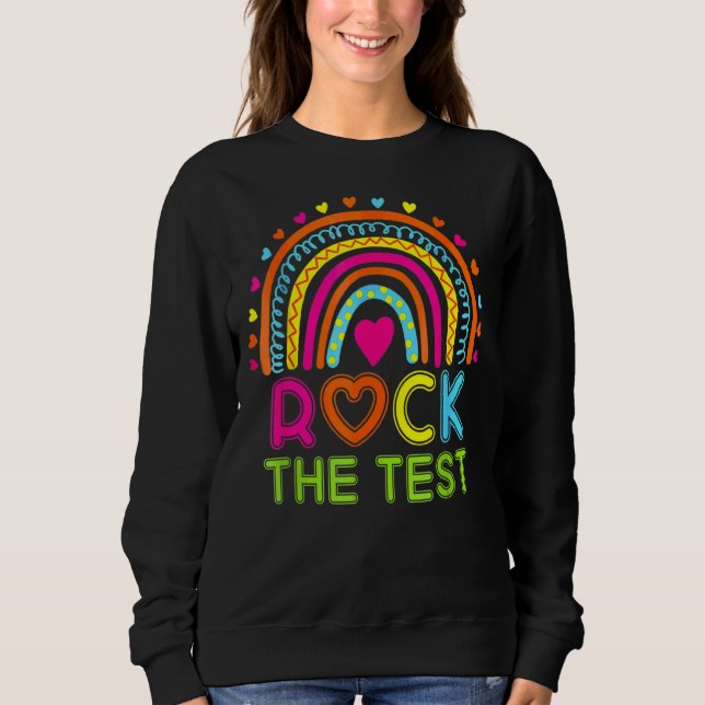Testtag rocken den Testlehrer-Testtag-Regenbogen Sweatshirt (Vorderseite)