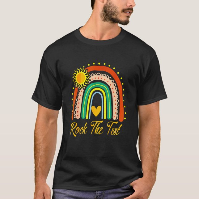 Testtag rocken den Testlehrer-Testtag-Regenbogen T-Shirt (Vorderseite)