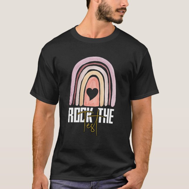 Testtag rocken den Testlehrer-Testtag-Regenbogen T-Shirt (Vorderseite)