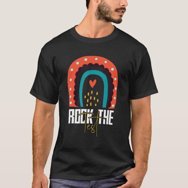 Testtag rocken den Testlehrer-Testtag-Regenbogen T-Shirt (Vorderseite)