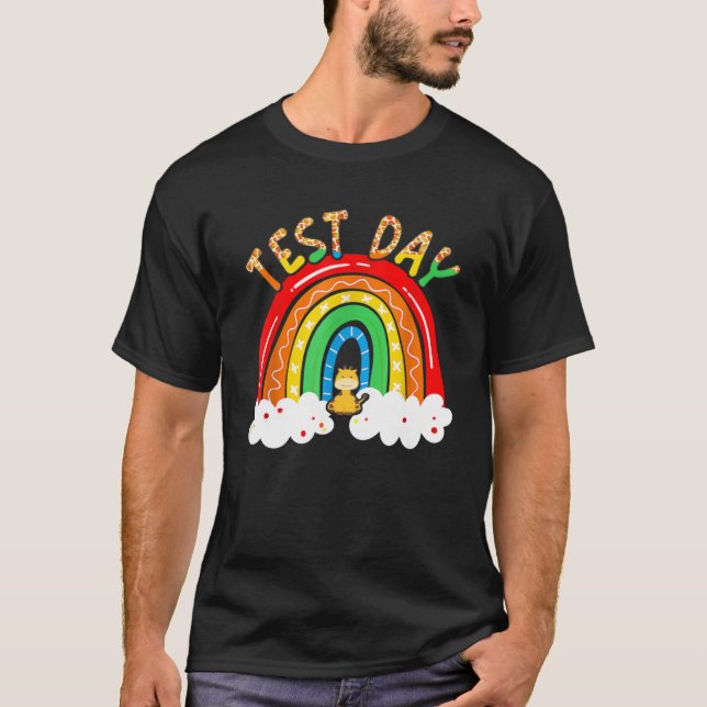 Testtag rocken den Testlehrer-Testtag-Regenbogen T-Shirt (Vorderseite)