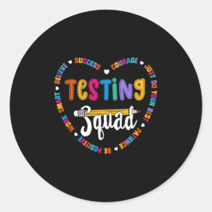 Testteam-Motivations-Testtag-Worte Herz Te Runder Aufkleber