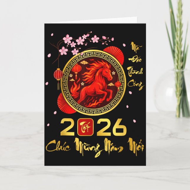 Tet 2026 Vietnamese Year Horse Lunar Chinese New Y Karte (Vorderseite)