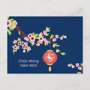 Tet Neujahr OX Hoa Dao Blüten Postkarte