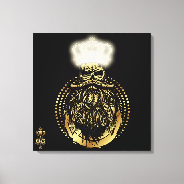 Tête de mort hipster king skull roi barbu 3 leinwanddruck (Vorderseite)