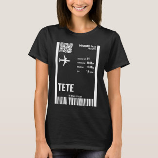 Tete Mozambique Boarding Pass Airline Ticket Trave T-Shirt