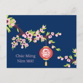 Tete Neujahr Dragon Hoa Dao Blüten Postkarte