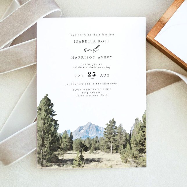 TETON NATIONAL PARK Mountain Skyline Wedding Einladung (Von Creator hochgeladen)