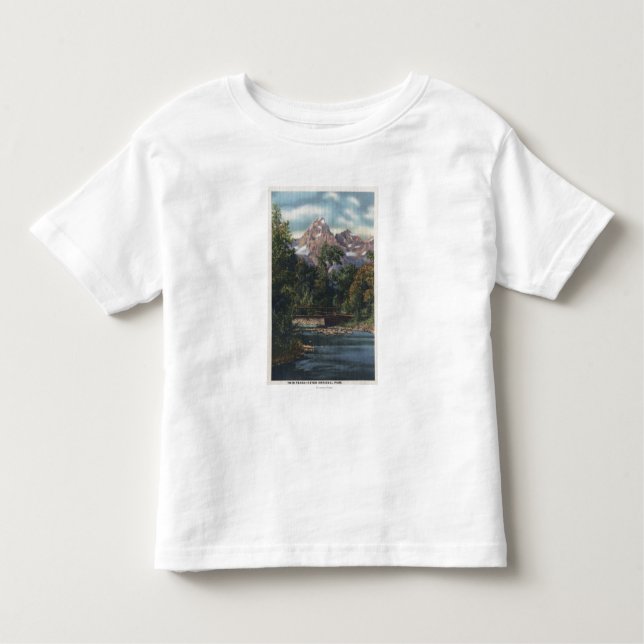 Teton Nationalpark, WY - Doppelspitzen-Ansicht Kleinkind T-shirt (Vorderseite)