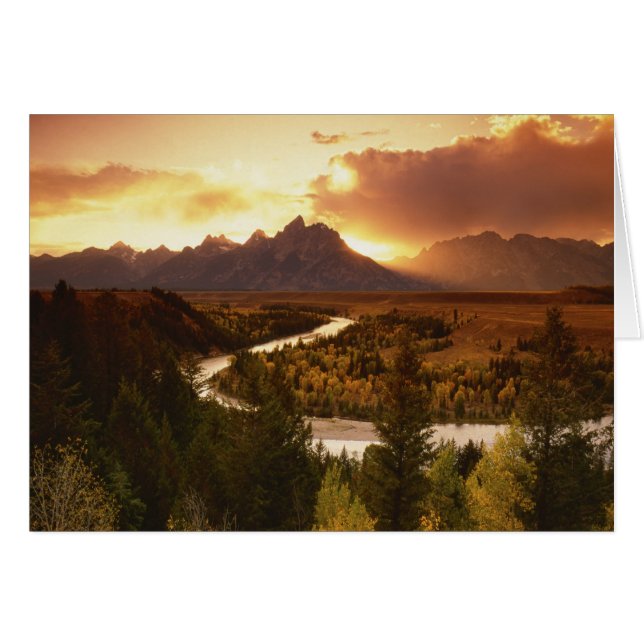 Teton Range bei Sonnenuntergang vom Snake River (Vorderseite (Horizontal))